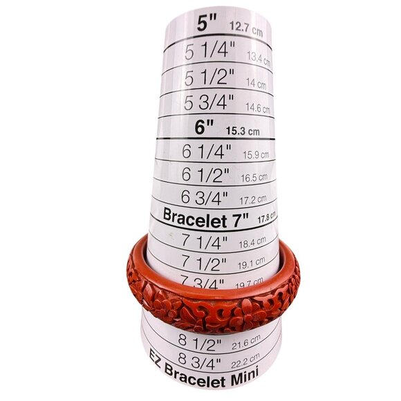 Vintage Red Floral Carved Resin Bangle Bracelet Intricate Design - Picture 3 of 3